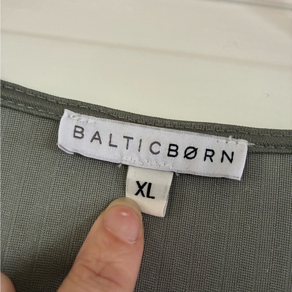 Baltic Born Asymmetrical Green Striped Dress - Picture 2 of 3